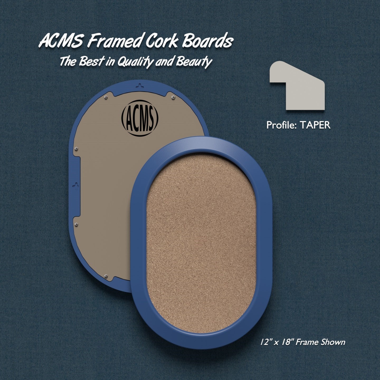 ACMS Capsule Framed Corkboard - 1 3/8" TAPER Profile