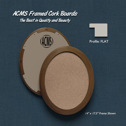 ACMS Oval Framed Corkboard - 1 3/8" FLAT Profile
