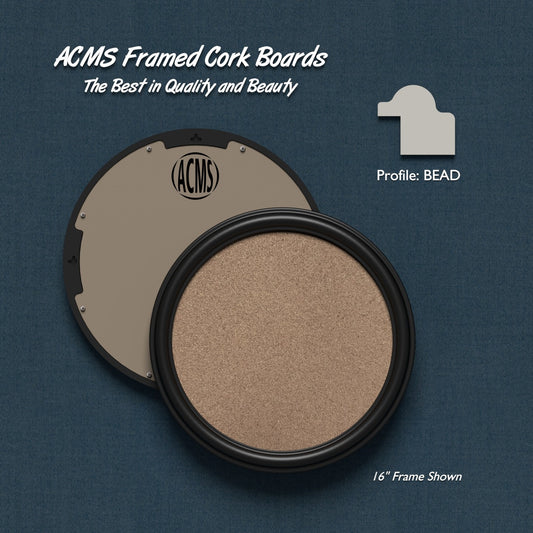 ACMS Round Framed Corkboard - 1 3/8" BEAD Profile