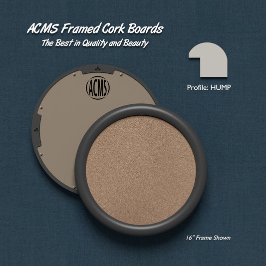 ACMS Round Framed Corkboard - 1 3/8" HUMP Profile