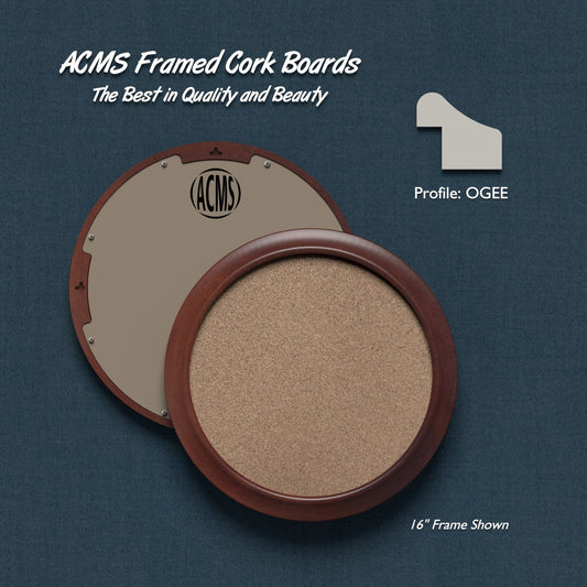 ACMS Round Framed Corkboard - 1 3/8" OGEE Profile