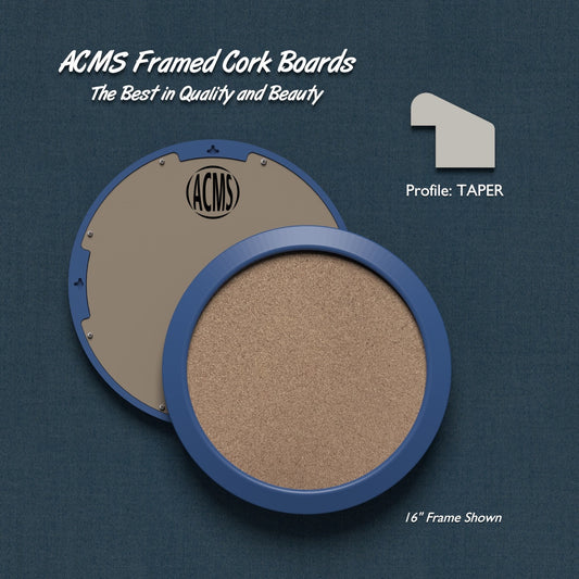 ACMS Round Framed Corkboard - 1 3/8" TAPER Profile