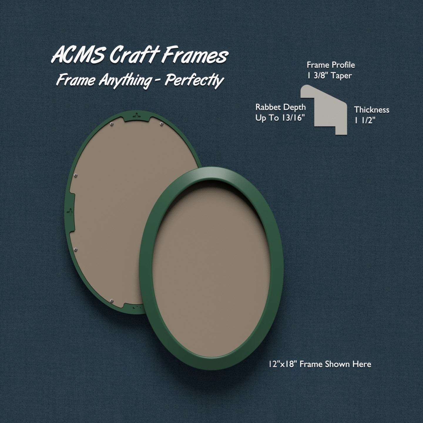 Oval Craft Frame - 1 1/2" Thick - 1 3/8" Taper Profile