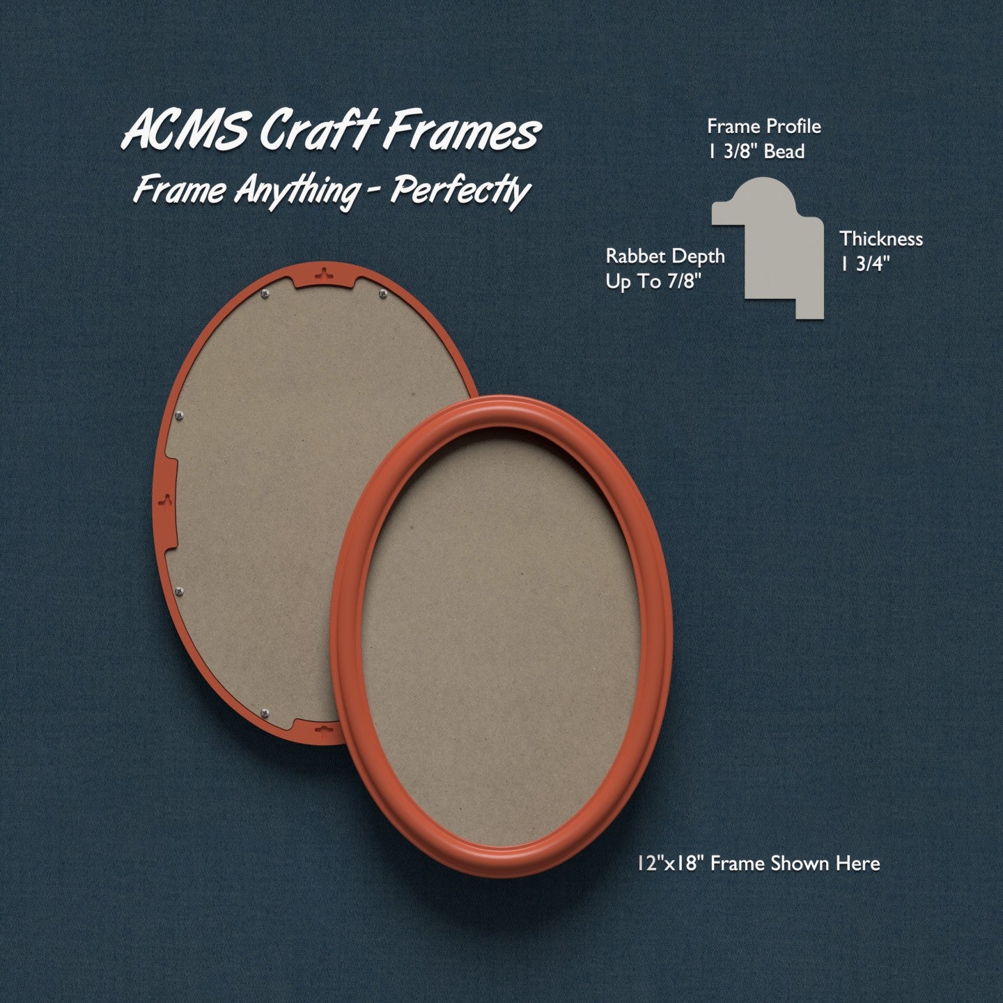 Oval Craft Frame - 1 3/4" Thick - 1 3/8" BEAD Profile