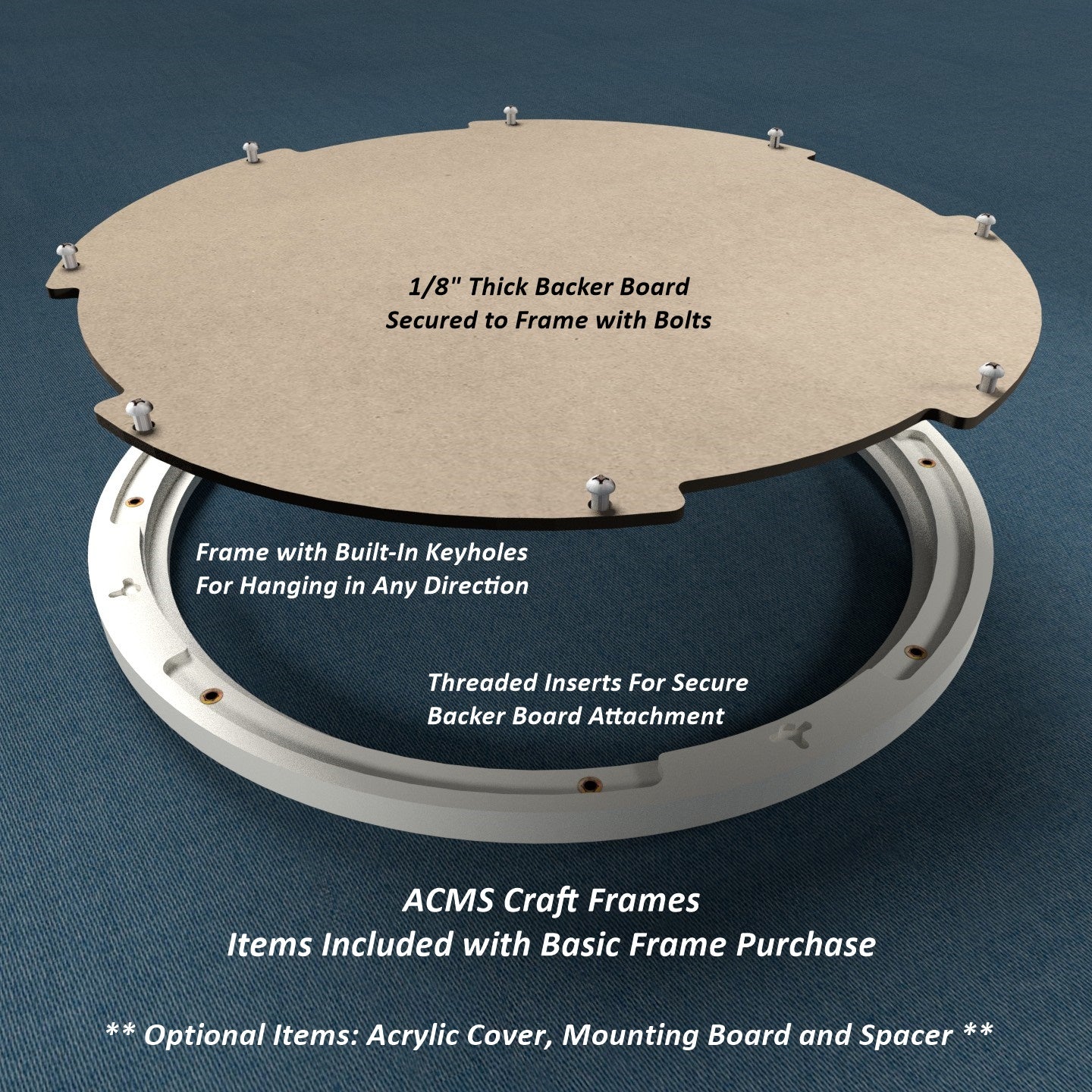 Round Craft Frame - 1 3/4" Thick - 1 3/8" FLAT Profile
