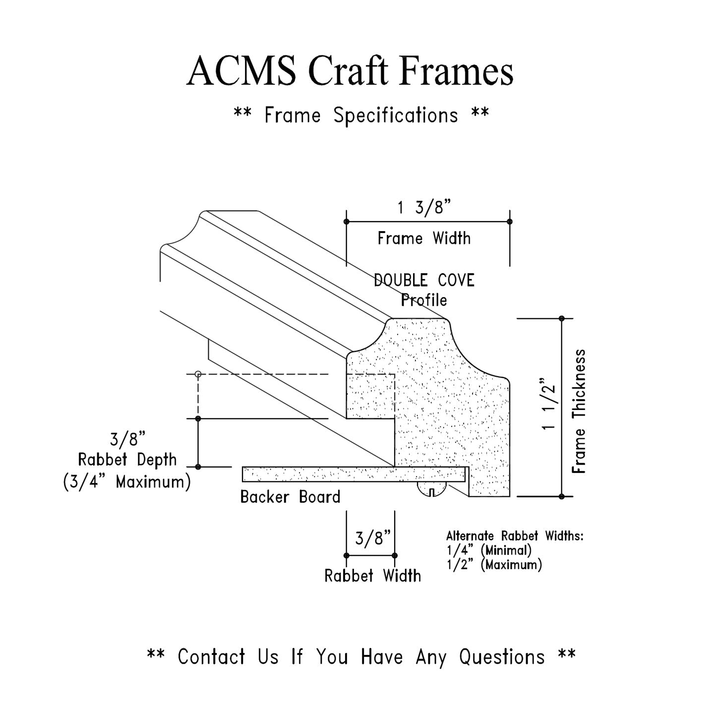 Oval Craft Frame - 1 1/2" Thick - 1 3/8" Double Cove Profile
