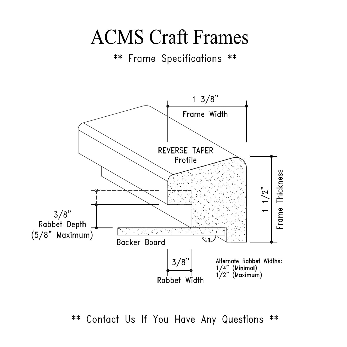 Oval Craft Frame - 1 1/2" Thick - 1 3/8" Reverse Taper Profile