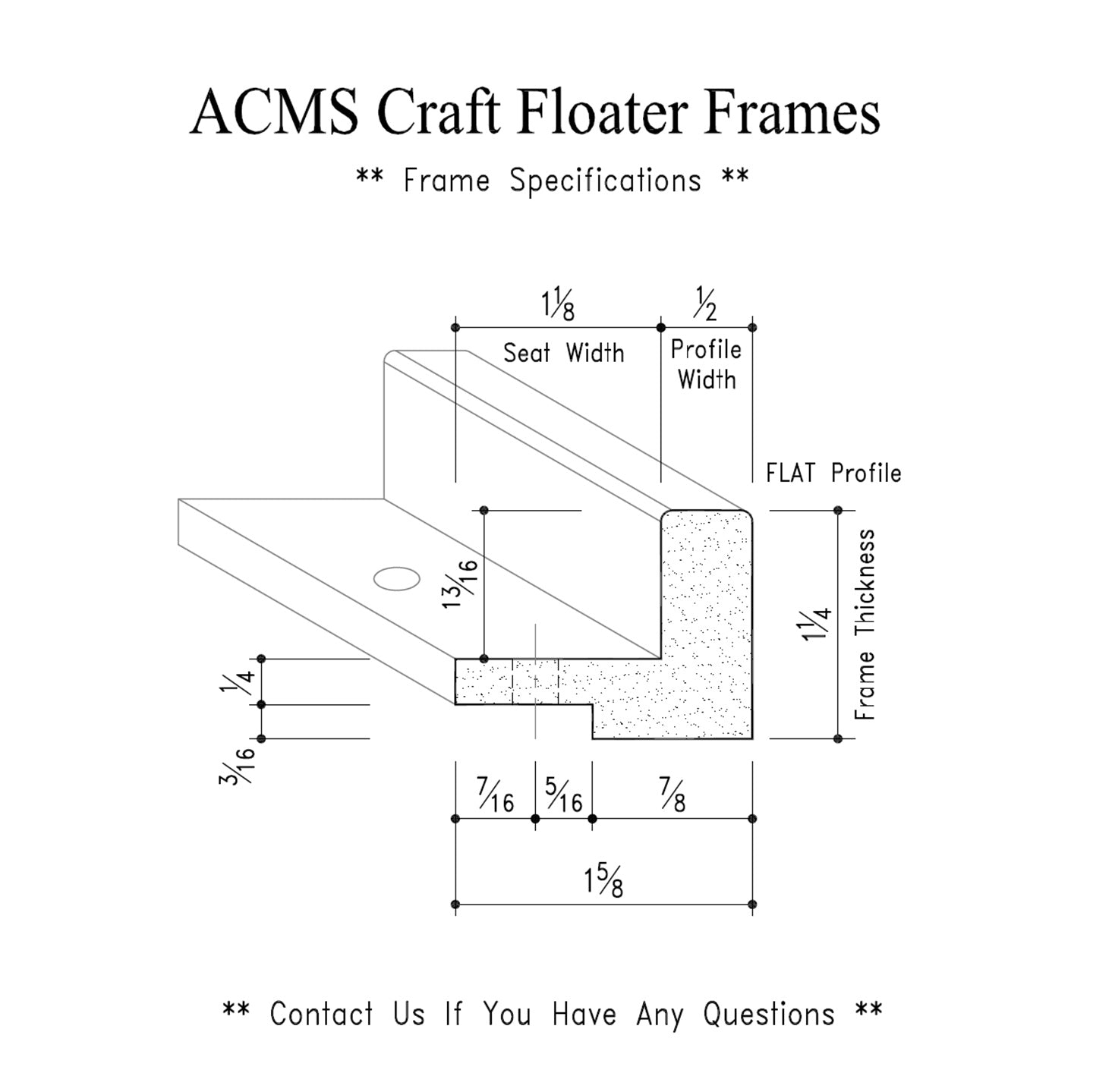 ACMS Hexagon Craft Floater Frame - For 3/4" Thick Artwork - Profile 3/4" FLAT