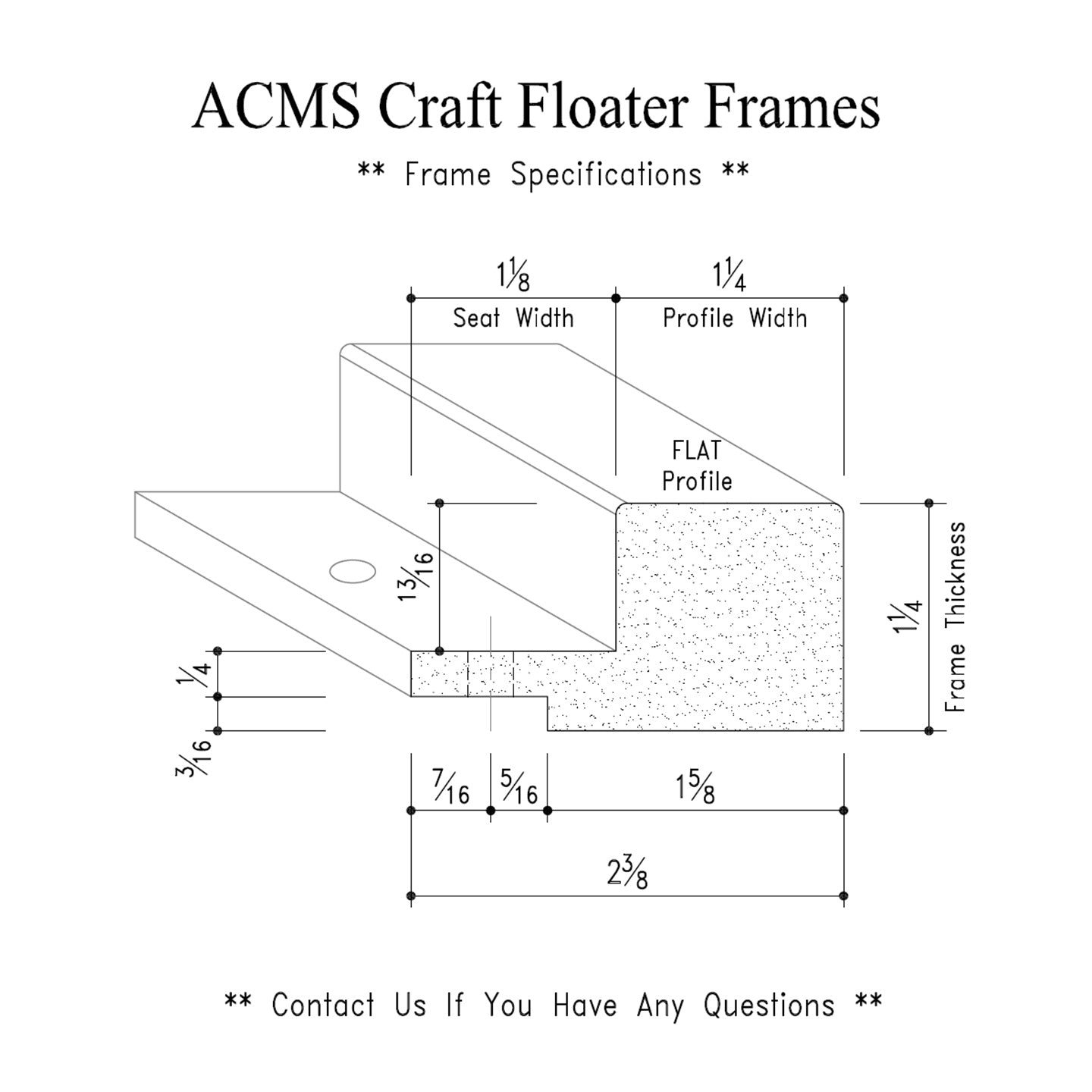 ACMS Round Craft Floater Frame - For 3/4" Thick Artwork - Profile 1 1/4" FLAT