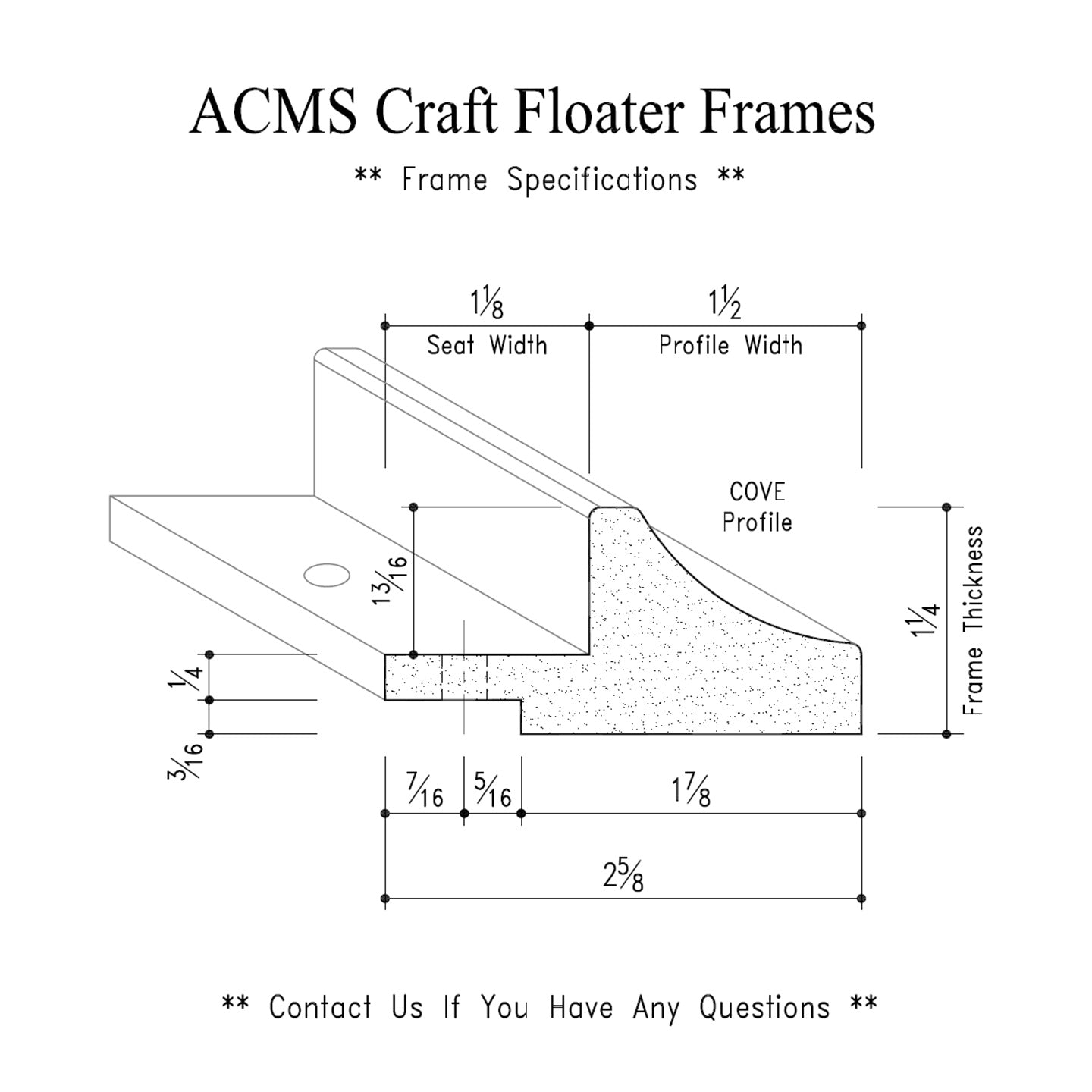 ACMS Round Craft Floater Frame - For 3/4" Thick Artwork - Profile 1 1/2" COVE