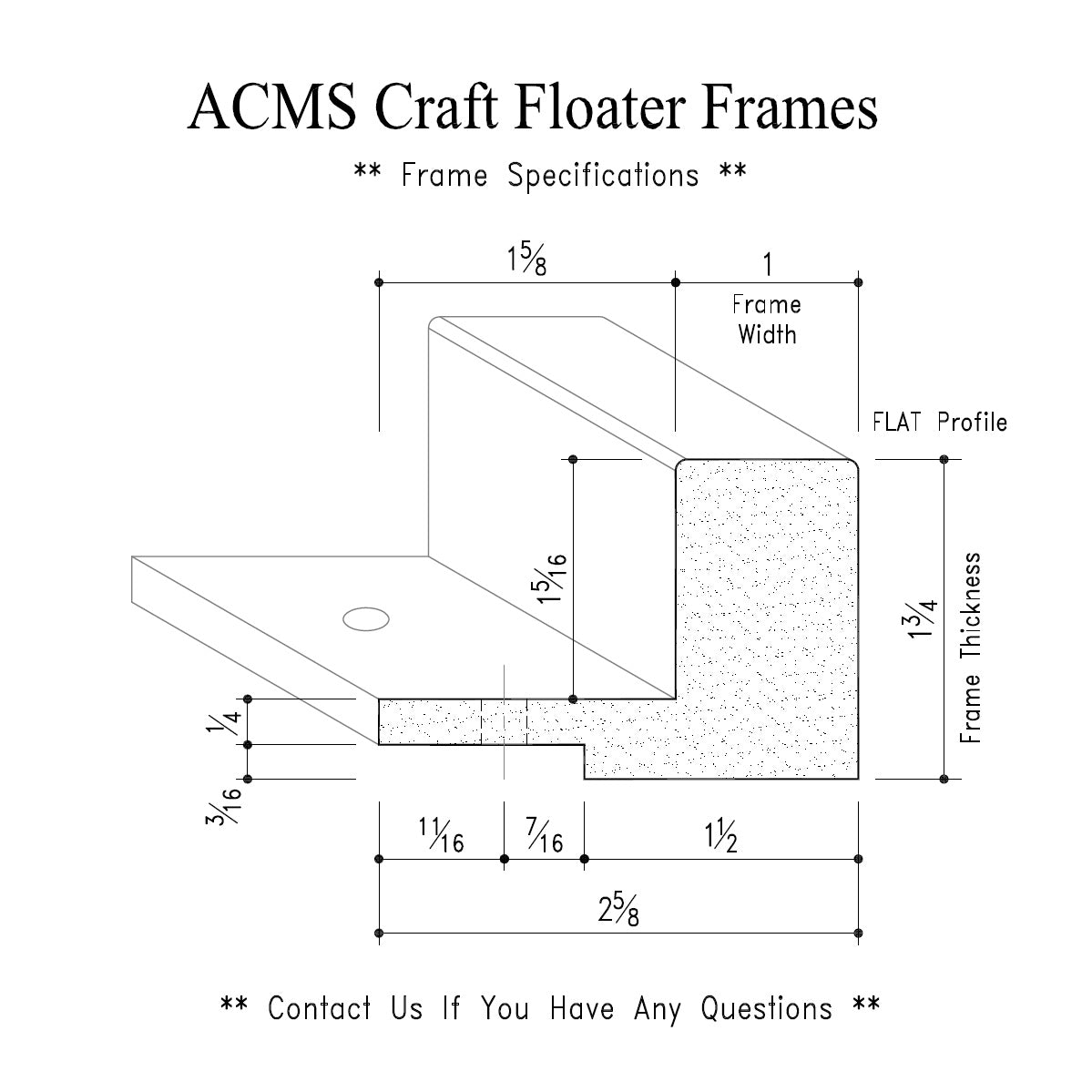 ACMS Round Craft Floater Frame - For 1 1/4" Thick Artwork - Profile 1" FLAT