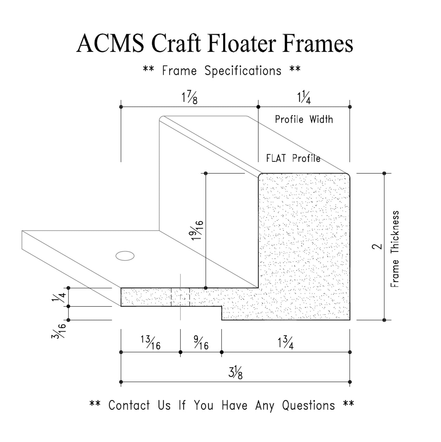 ACMS Oval Craft Floater Frame - For 1 1/2" Thick Artwork - Profile 1 1/4" FLAT