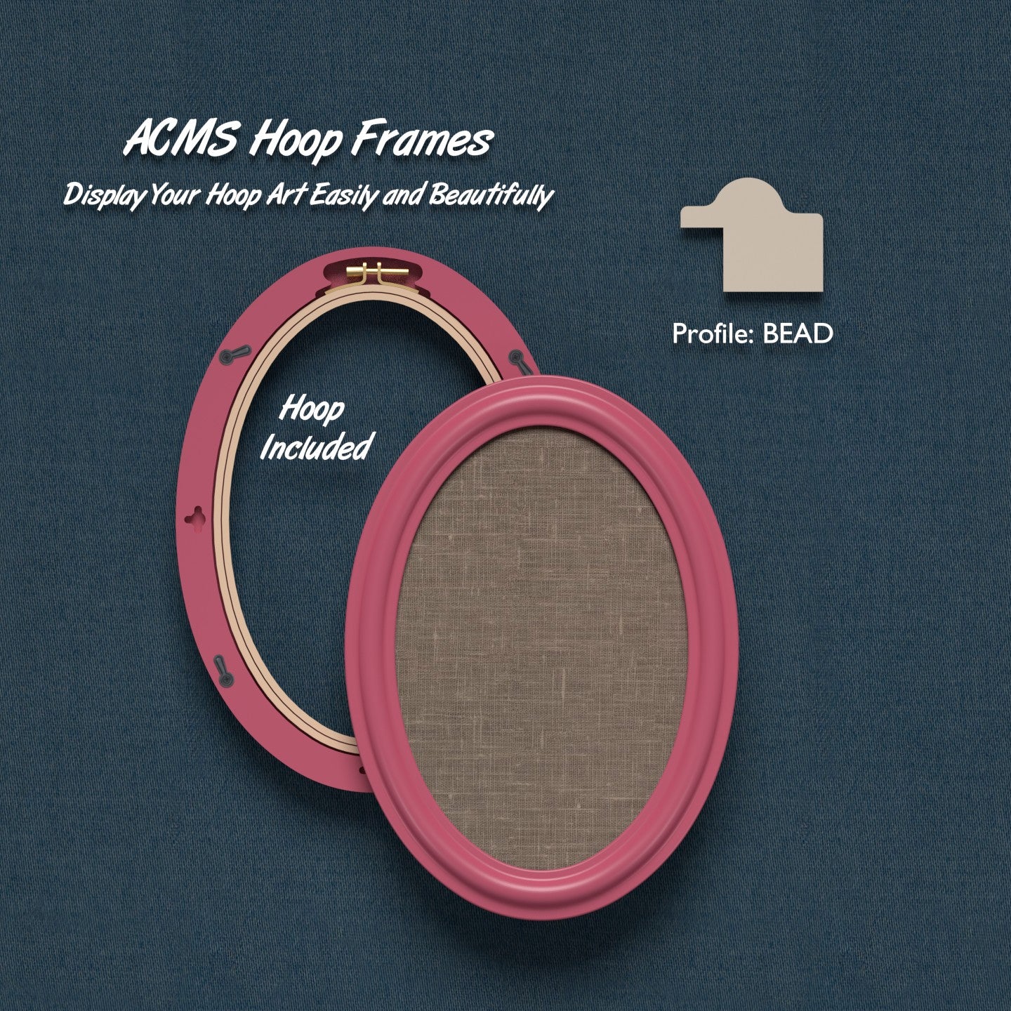 ACMS Oval Hoop Frame - Bead - 1.25" Frame Width