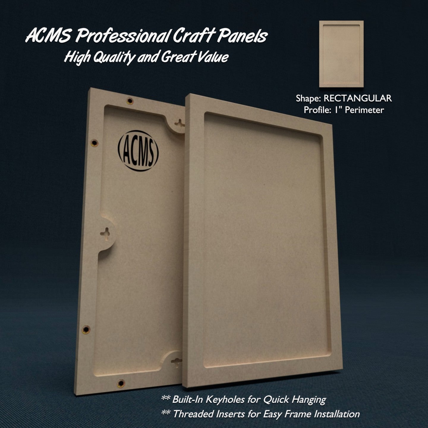 ACMS Rectangular Craft Panel - 1" Perimeter