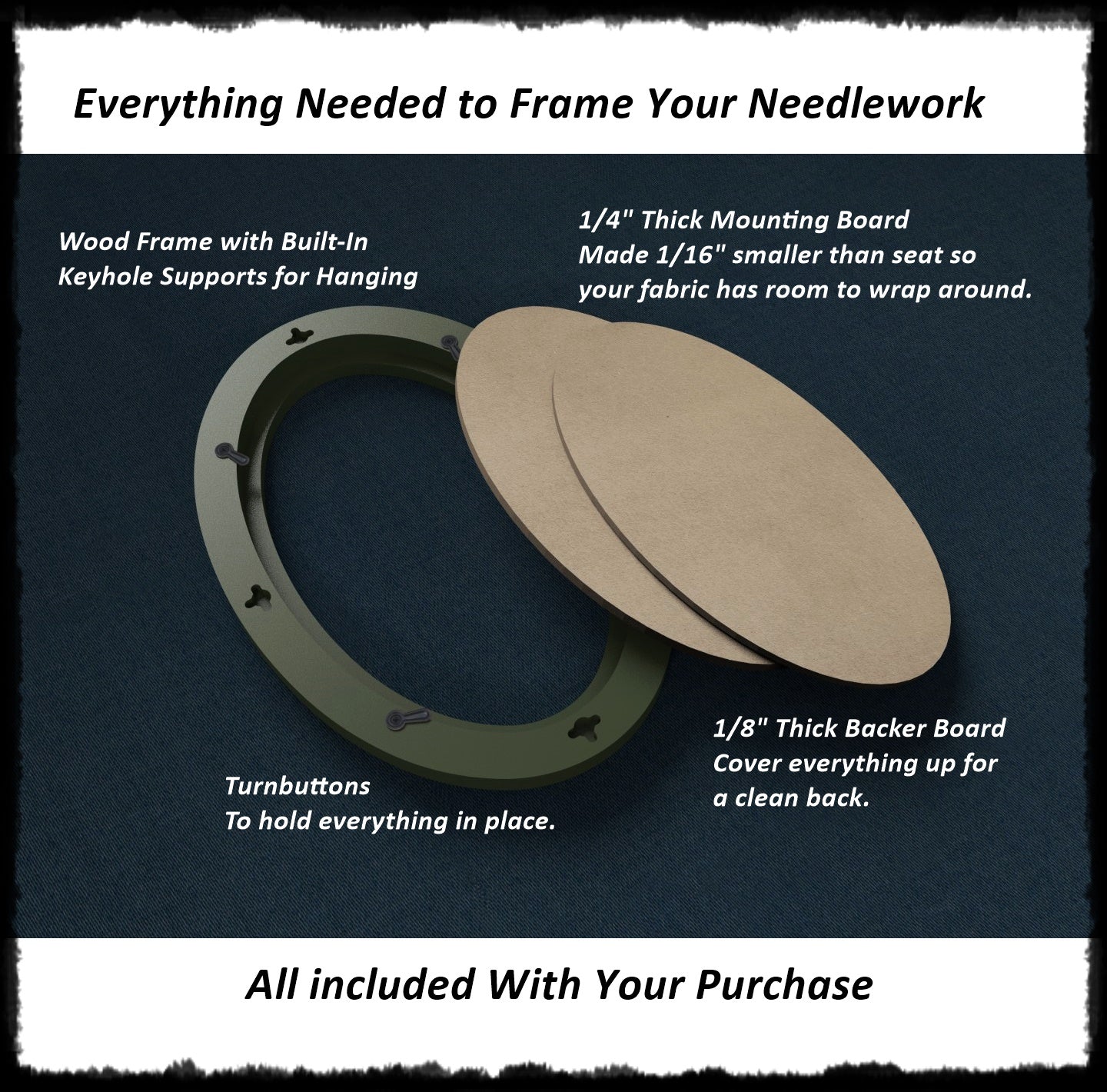 ACMS Oval Needlework Frame - Reverse Taper - 1.25" Frame Width