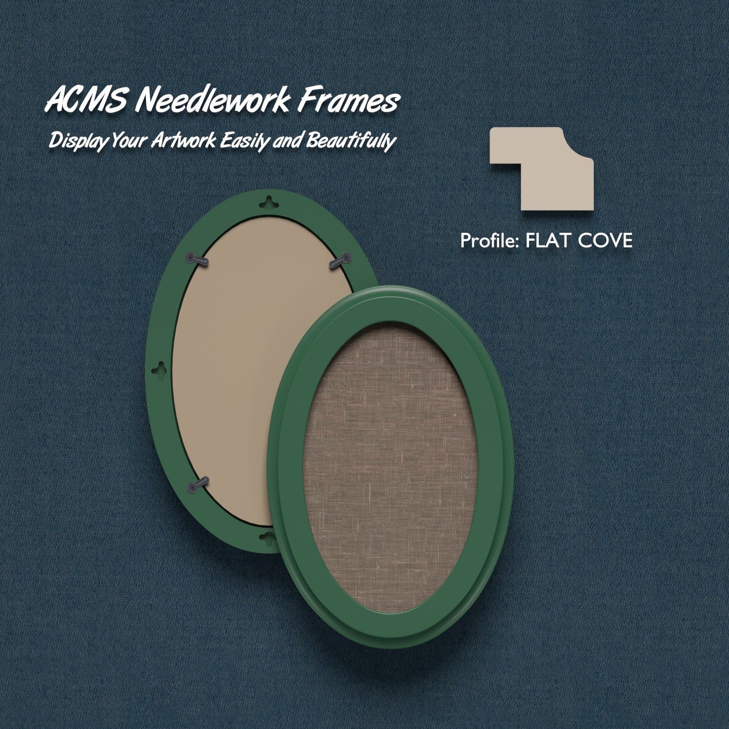 ACMS Oval Needlework Frame - Flat Cove Profile - 1.25" Frame Width