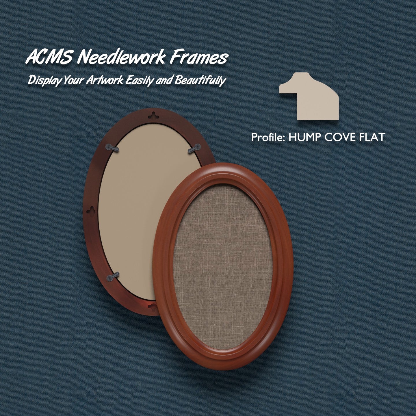 ACMS Oval Needlework Frame - Hump Cove Flat Profile - 1.25" Frame Width