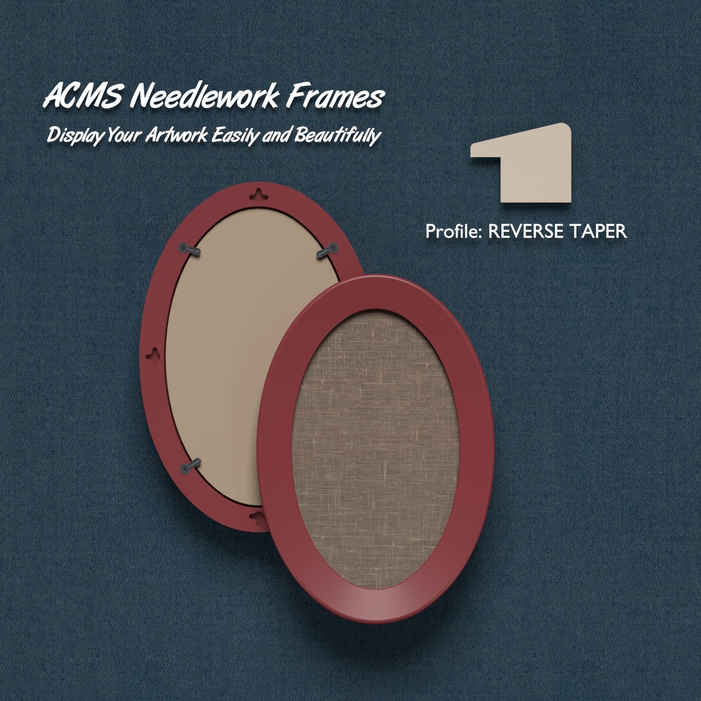 ACMS Oval Needlework Frame - Reverse Taper - 1.25" Frame Width