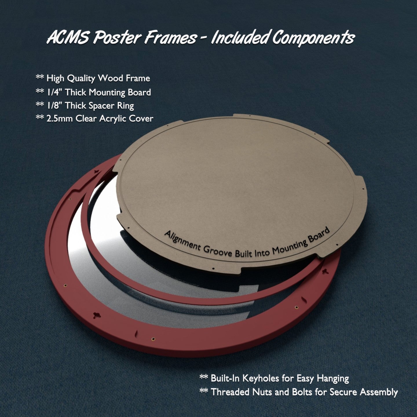 ACMS Round Poster Frame - 1 3/8" REVERSE TAPER Profile