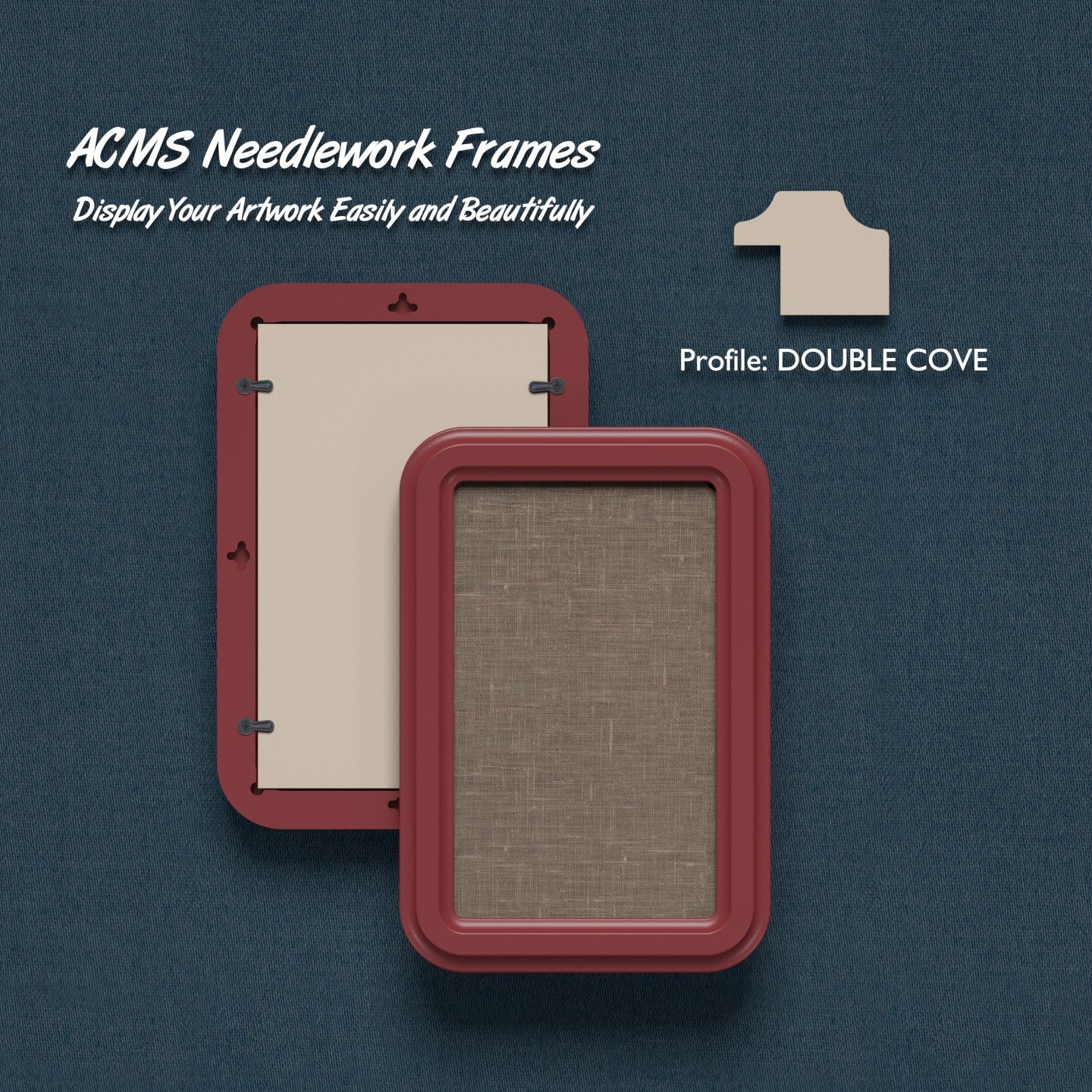 ACMS Soft Rectangular Needlework Frame - Double Cove Profile - 1.25" Frame Width