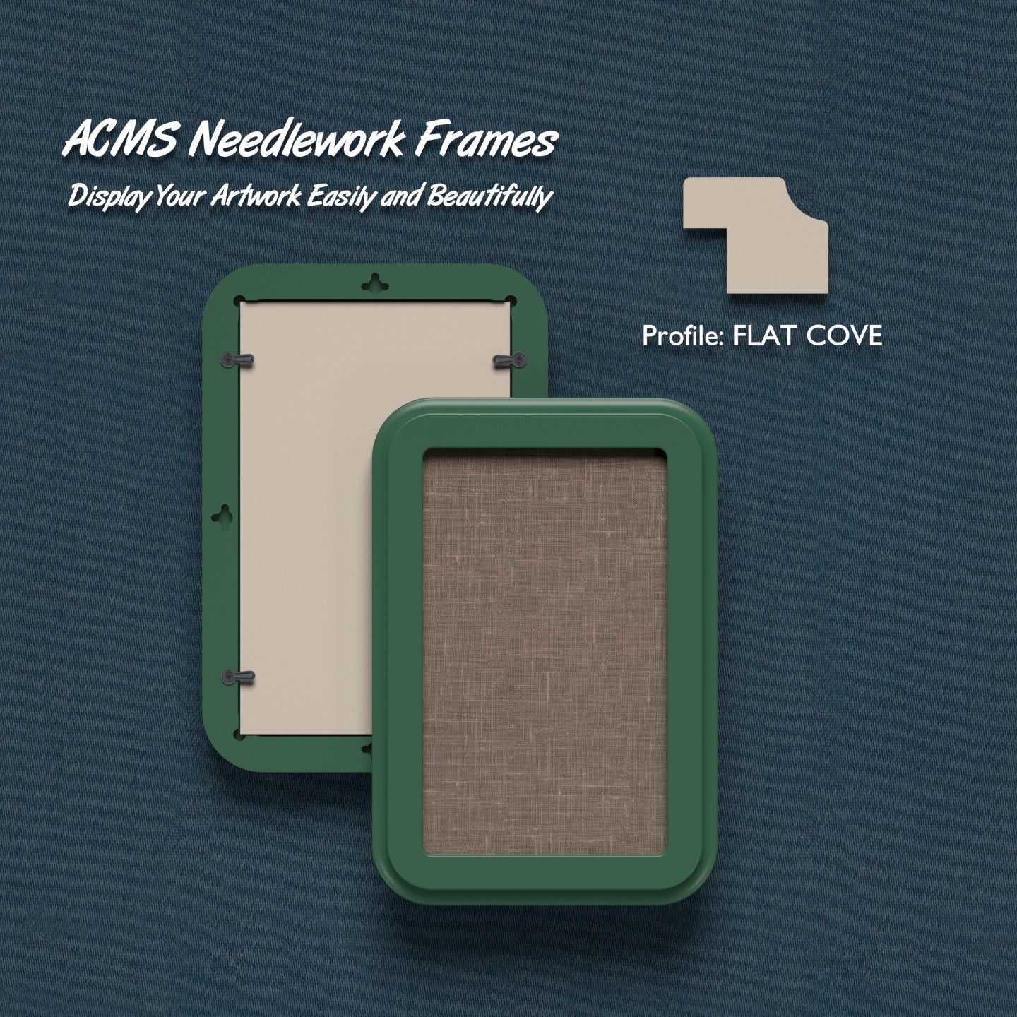 ACMS Soft Rectangular Needlework Frame - Flat Cove Profile - 1.25" Frame Width