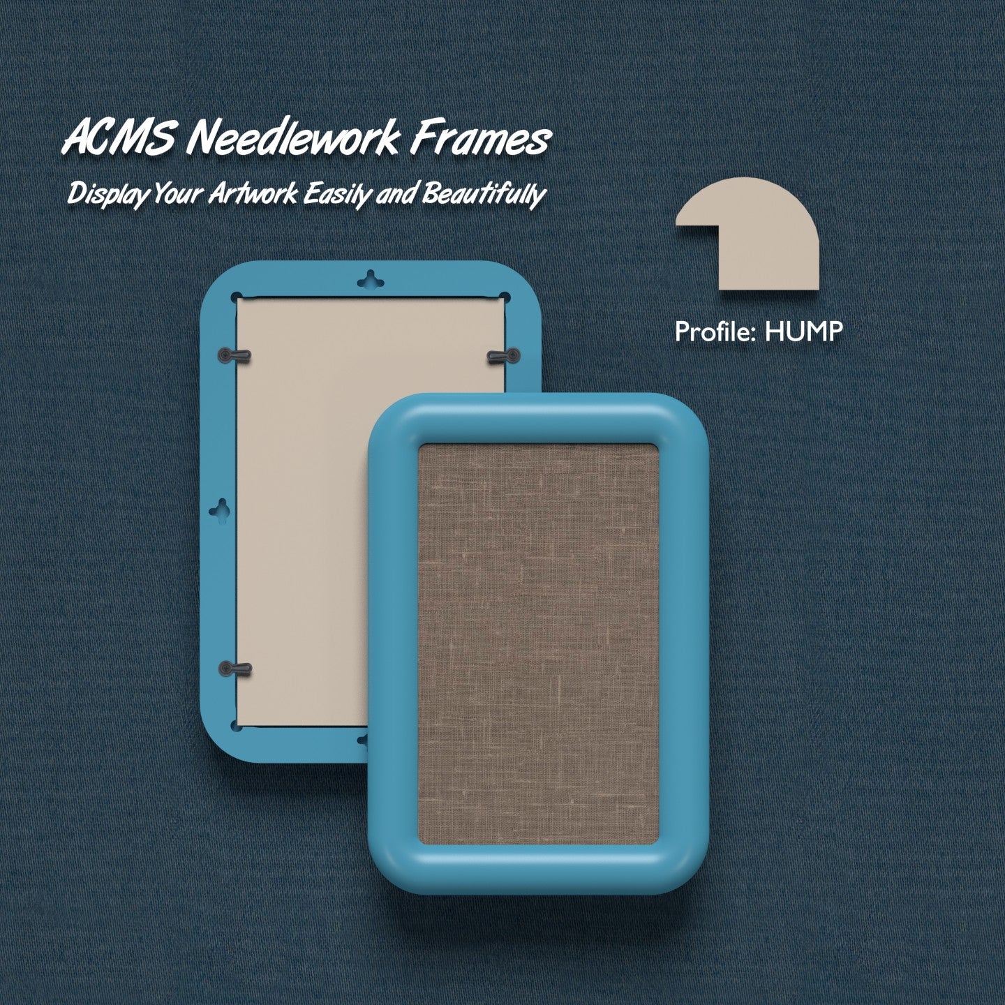 ACMS Soft Rectangular Needlework Frame - Hump Profile - 1.25" Frame Width