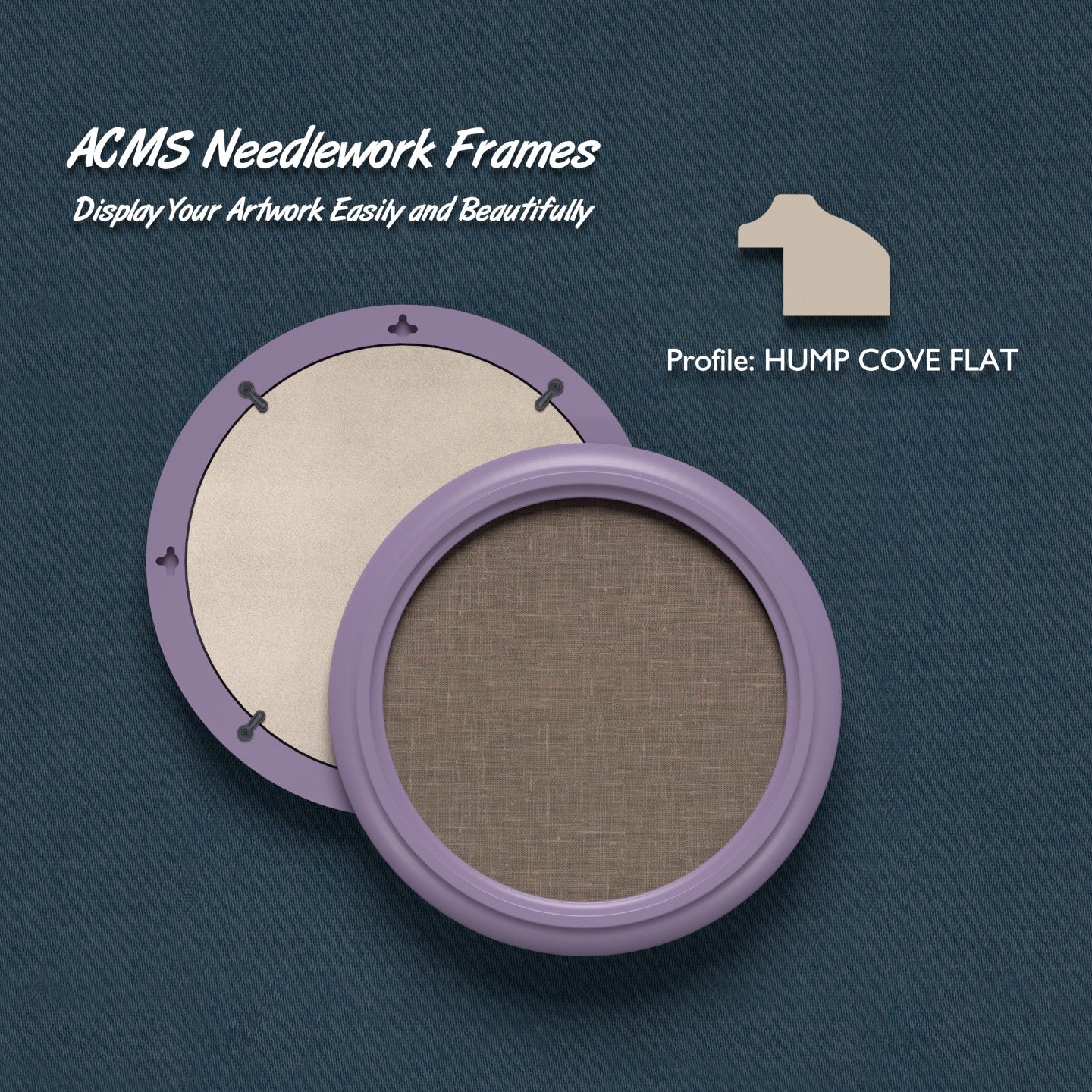 ACMS Round Needlework Frame - Hump Cove Flat Profile - 1.25" Frame Width