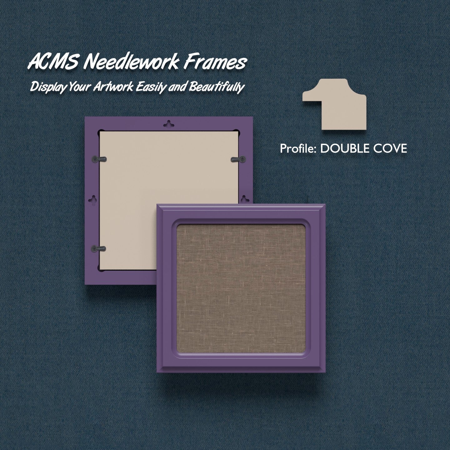 ACMS Sharp Square Needlework Frame - Double Cove - 1.25" Frame Width