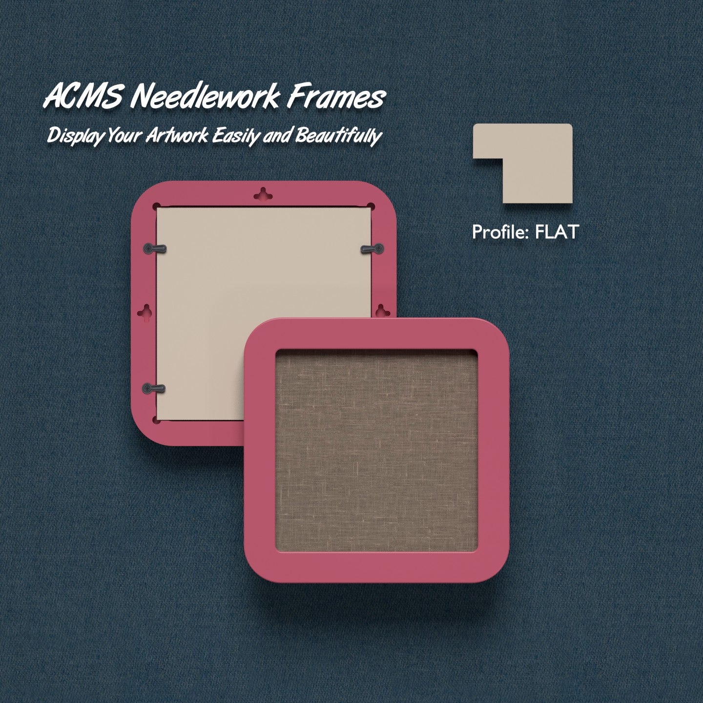 ACMS Soft Square Needlework Frame - Flat - 1.25" Frame Width