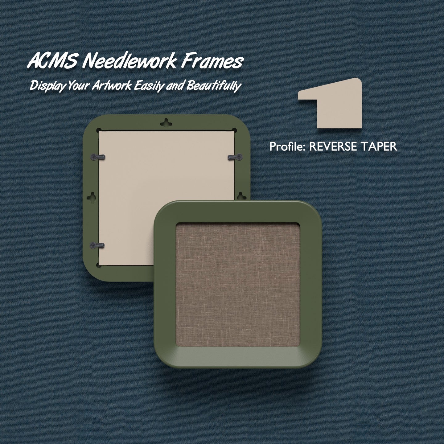 ACMS Soft Square Needlework Frame - Reverse Taper - 1.25" Frame Width