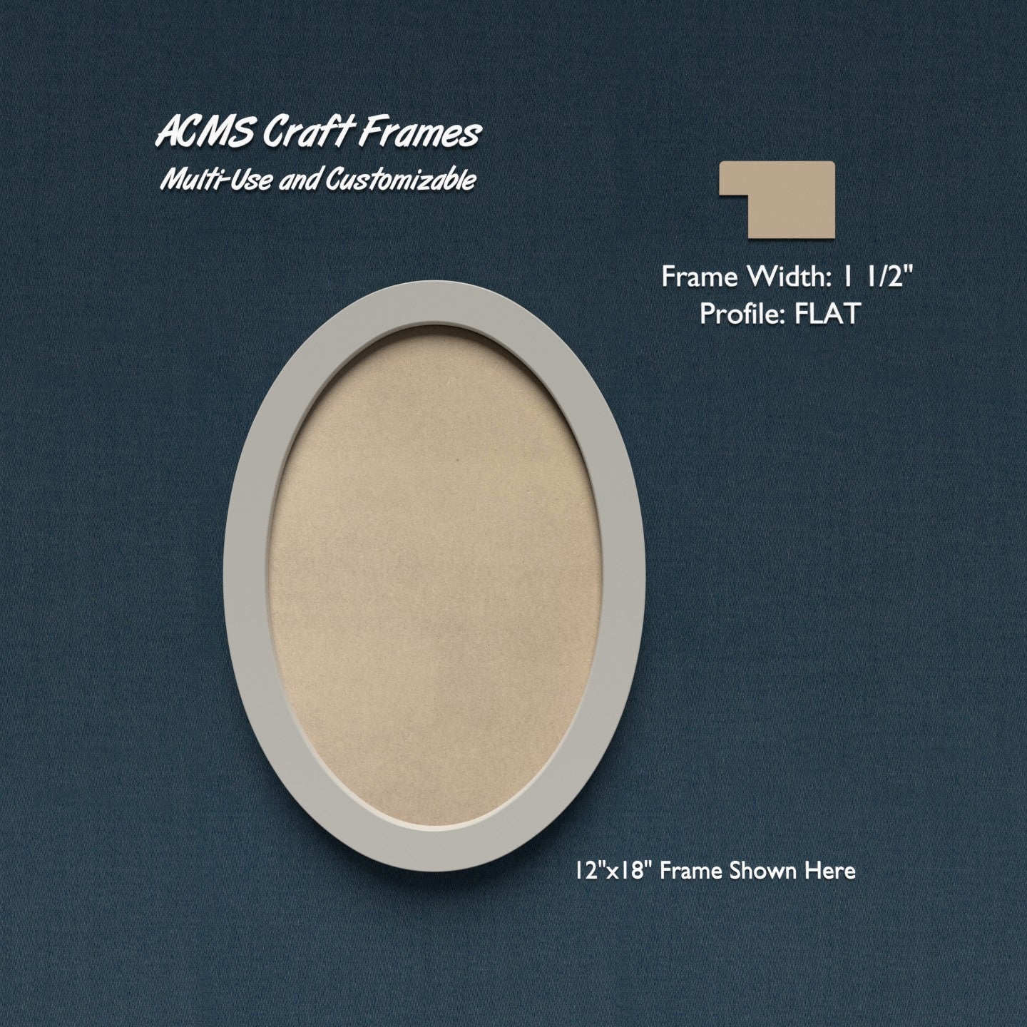 Oval Craft Frame - FLAT Profile - 1 1/2" Frame Width - 1" Thick