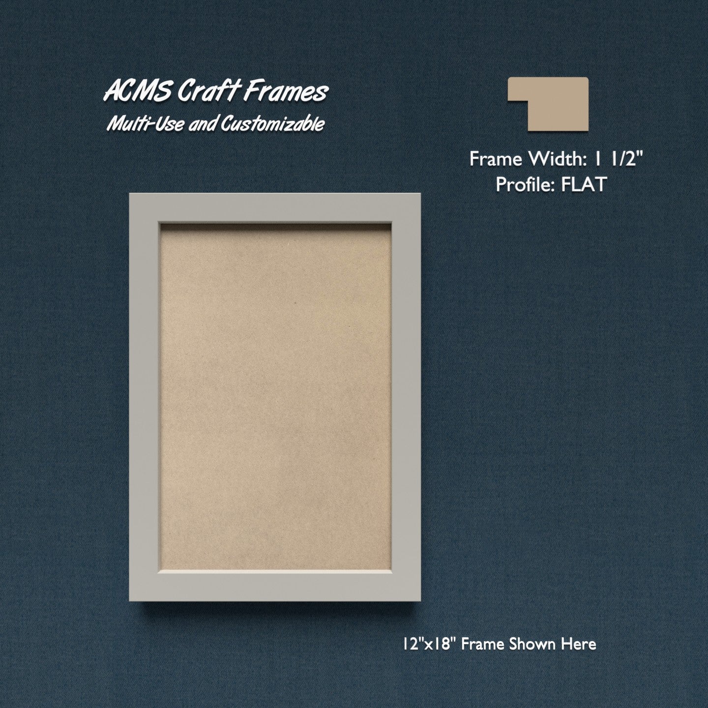 Rectangular Craft Frame - FLAT Profile - 1 1/2" Frame Width - 1" Thick