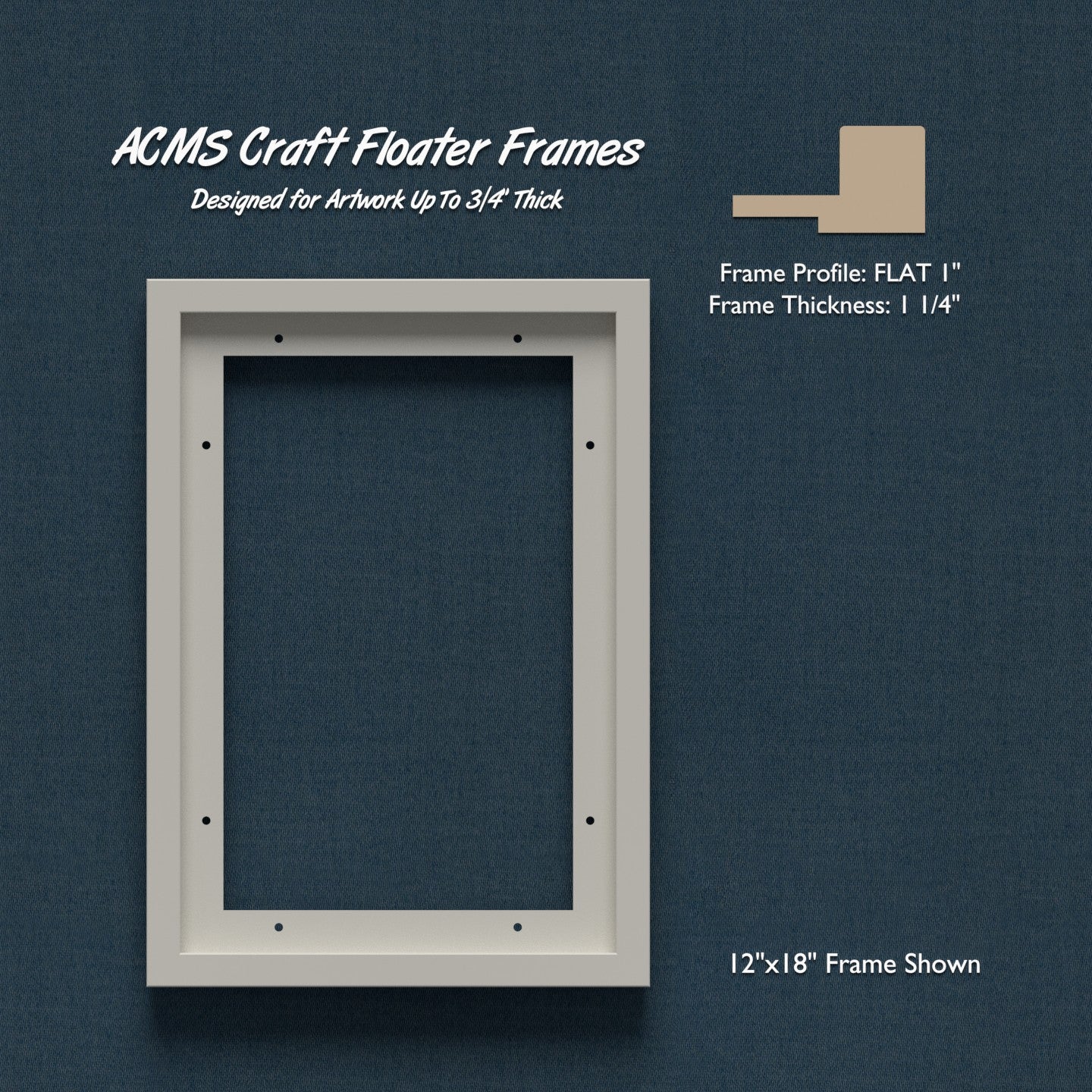 Rectangular Craft Floater Frame - FLAT 1" Profile - 1 1/4" Thick