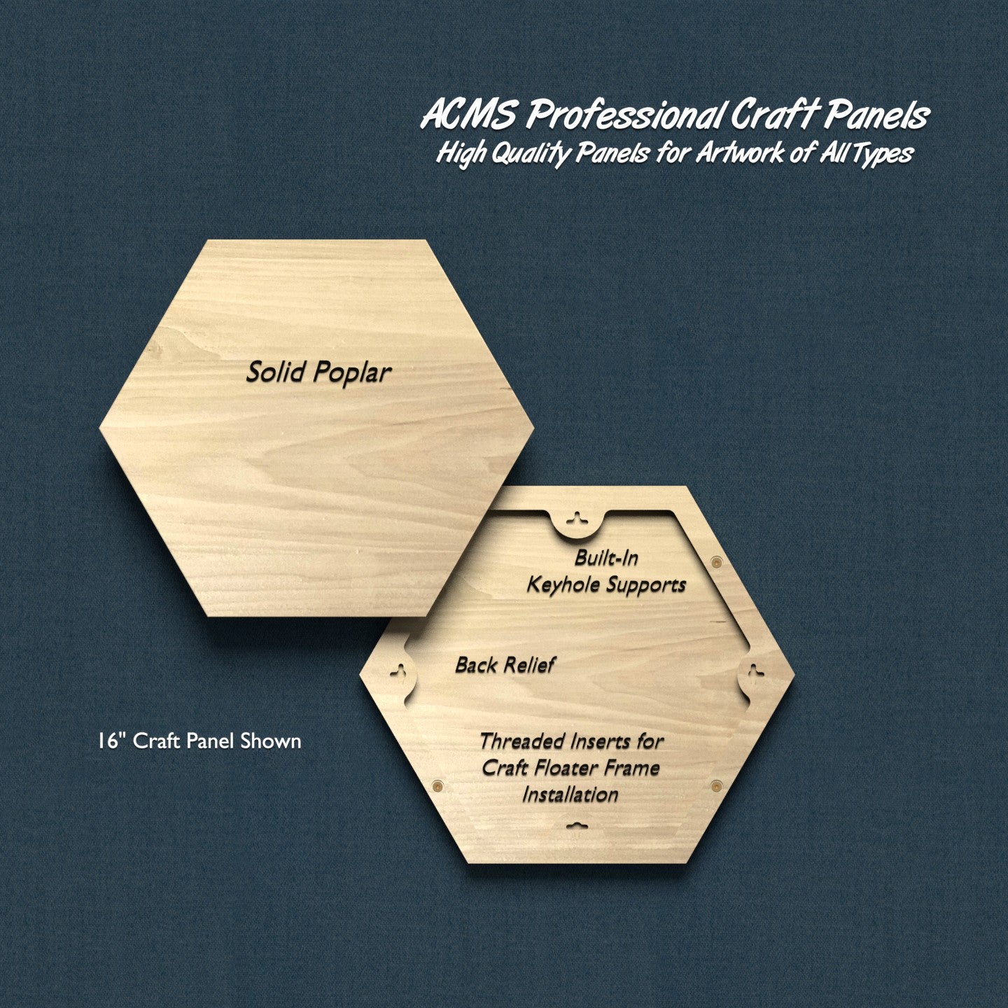 Hexagon Craft Panel - Poplar - FLAT - 3/4" Thick
