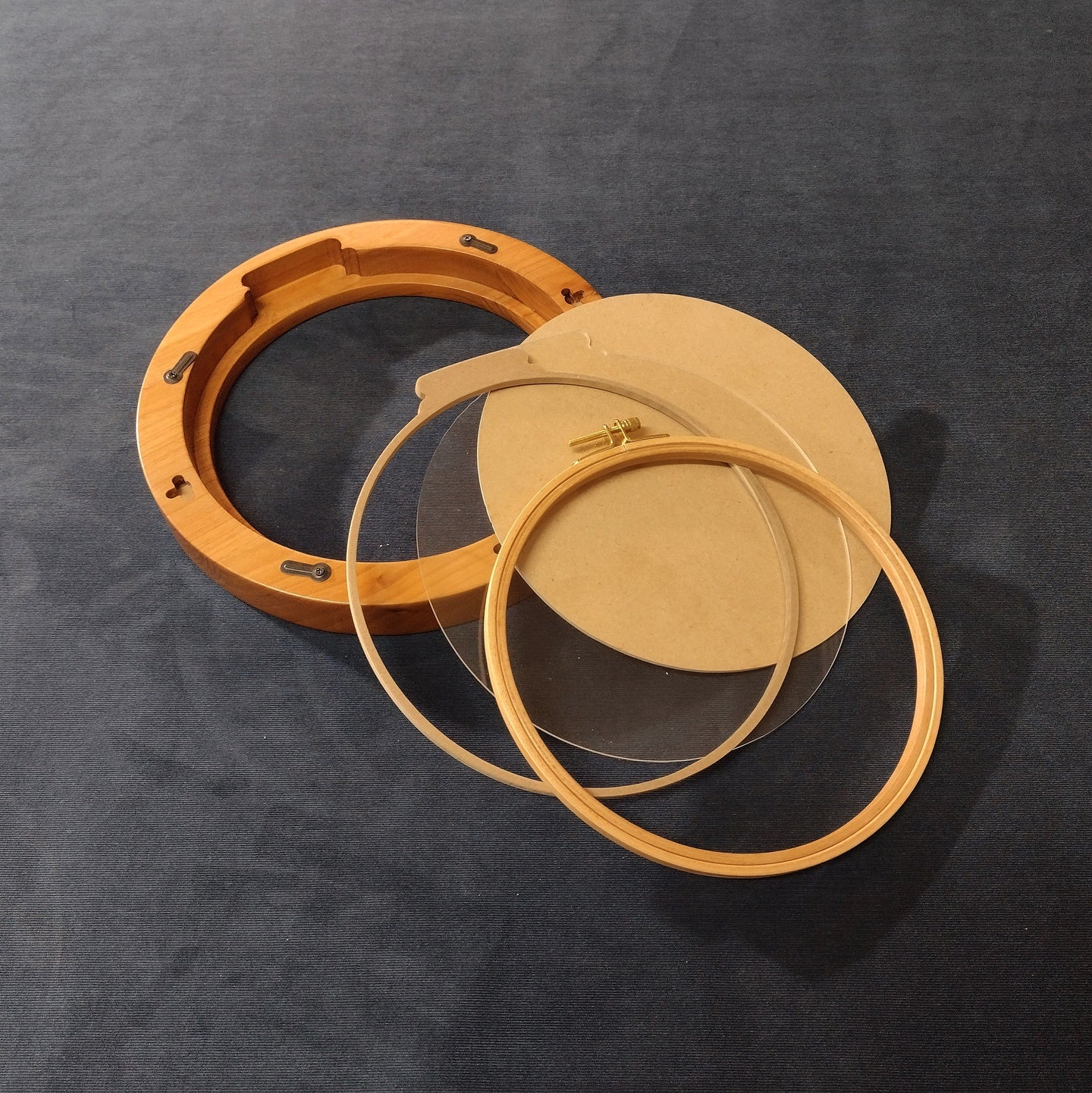 Hardwood ShadowBox Hoop Frame - Flat Profile - Natural Clear Finish