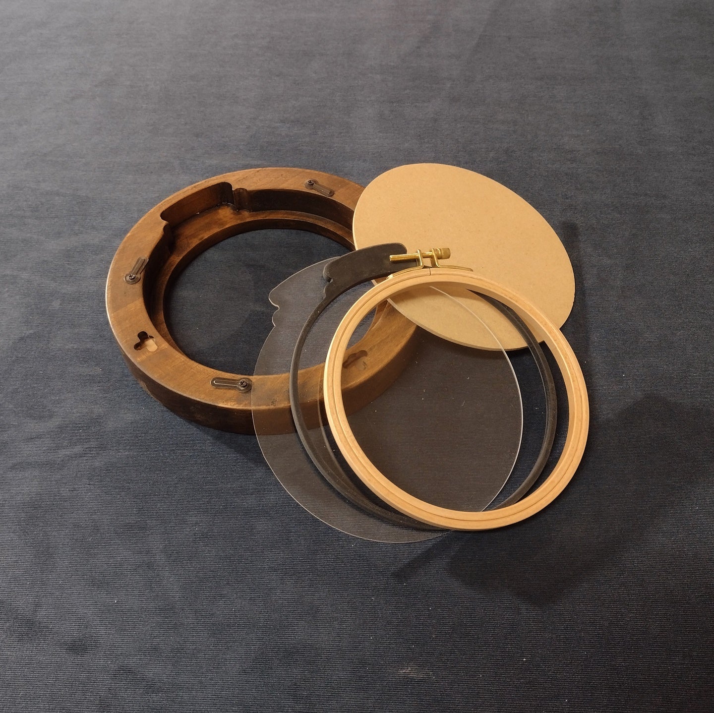 Hardwood ShadowBox Hoop Frame - Flat Profile - Walnut Finish