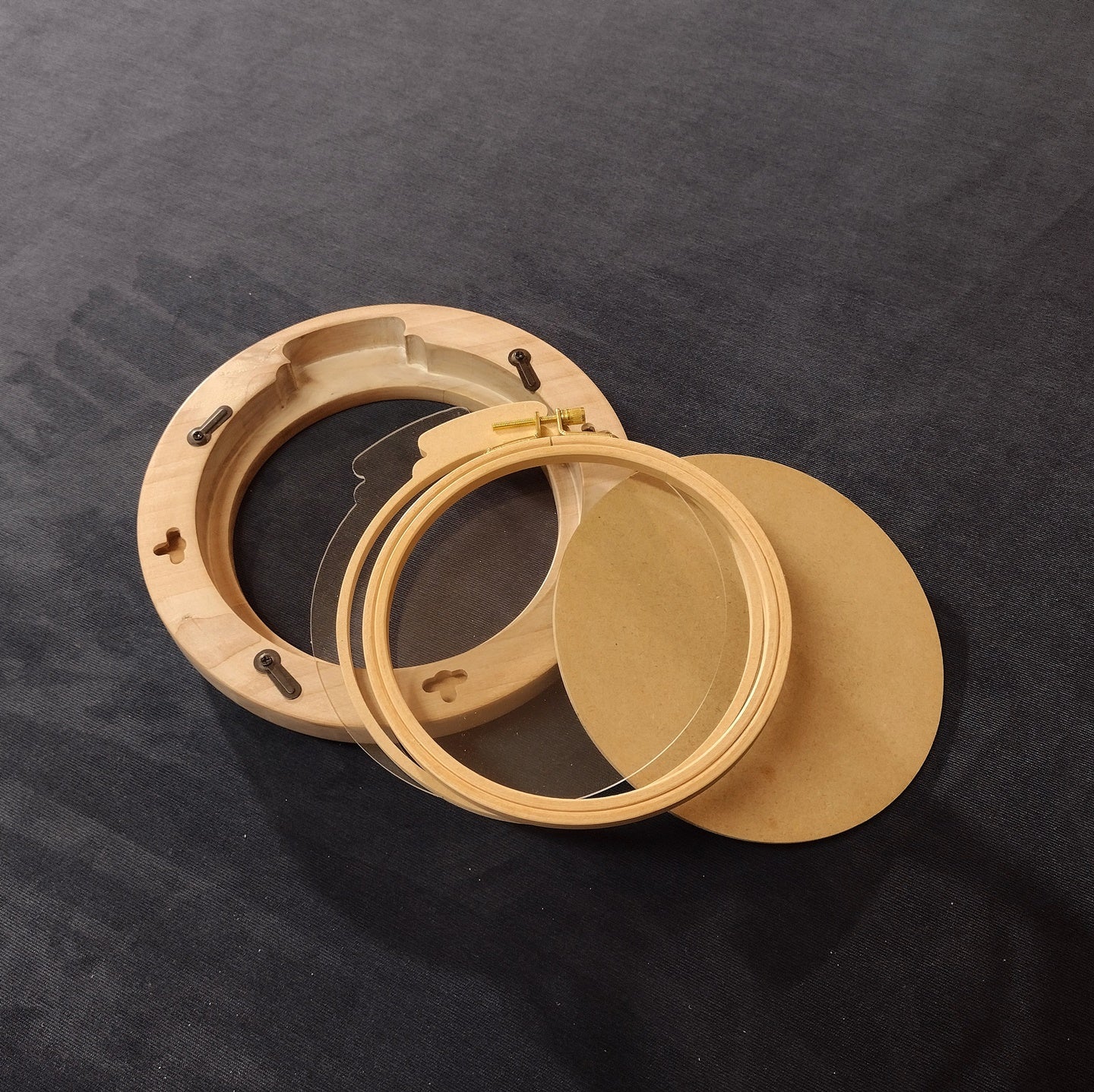 Hardwood ShadowBox Hoop Frame - Flat Cove Profile - Pickling White Finish