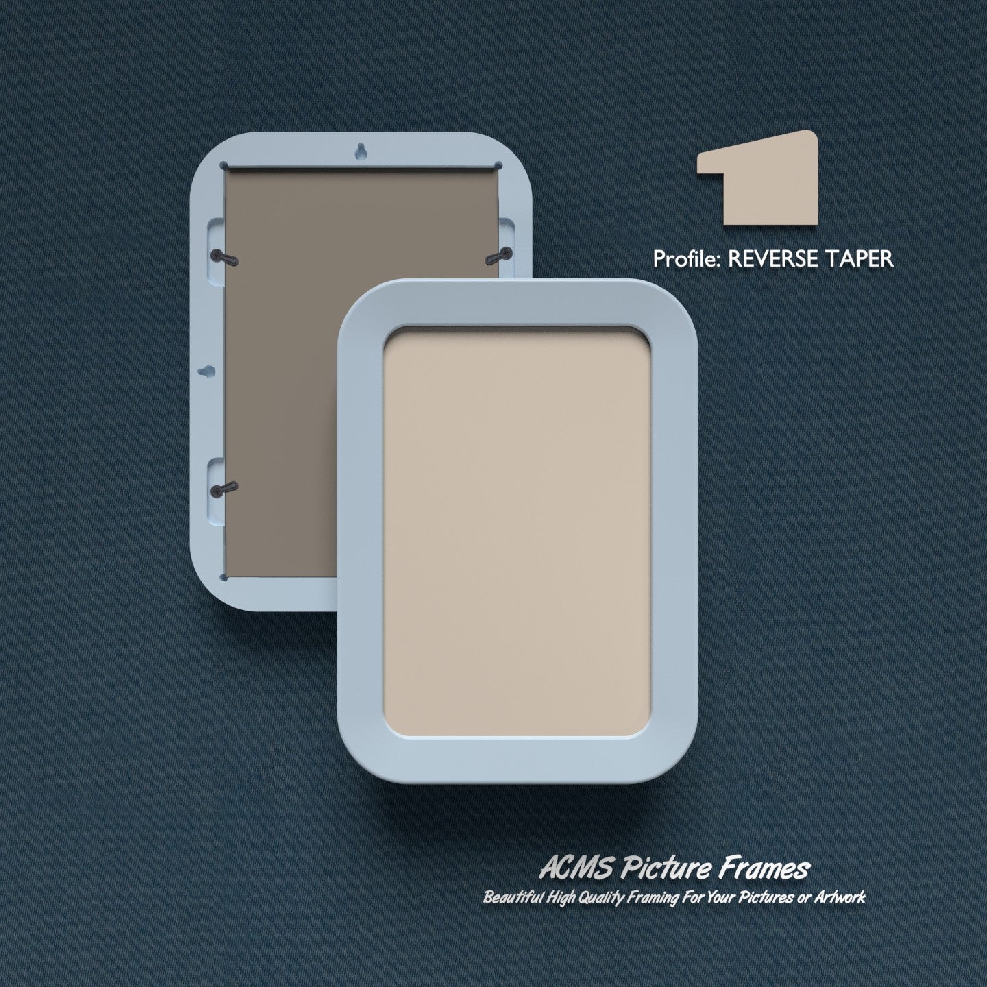 Rectangular Picture Frame - Reverse Taper Profile - 1.25" Frame Width