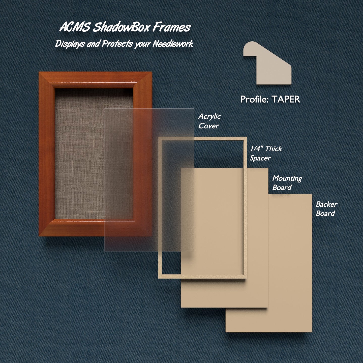 Rectangular ShadowBox Frame - TAPER Profile - 1.375" Frame Width