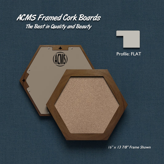 ACMS Hexagon Framed Corkboard - 1 3/8" FLAT Profile