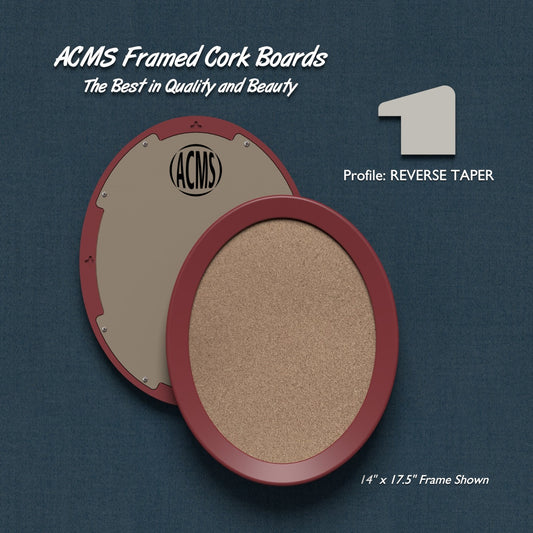 ACMS Oval Framed Corkboard - 1 3/8" REVERSE TAPER Profile