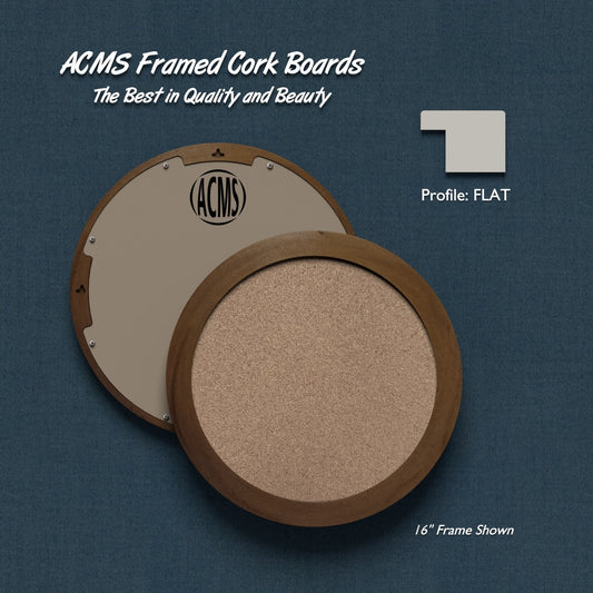 ACMS Round Framed Corkboard - 1 3/8" FLAT Profile