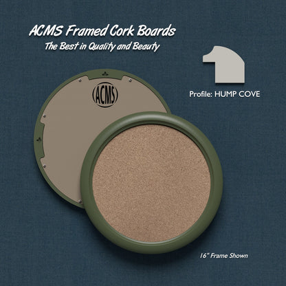 ACMS Round Framed Corkboard - 1 3/8" HUMP COVE Profile
