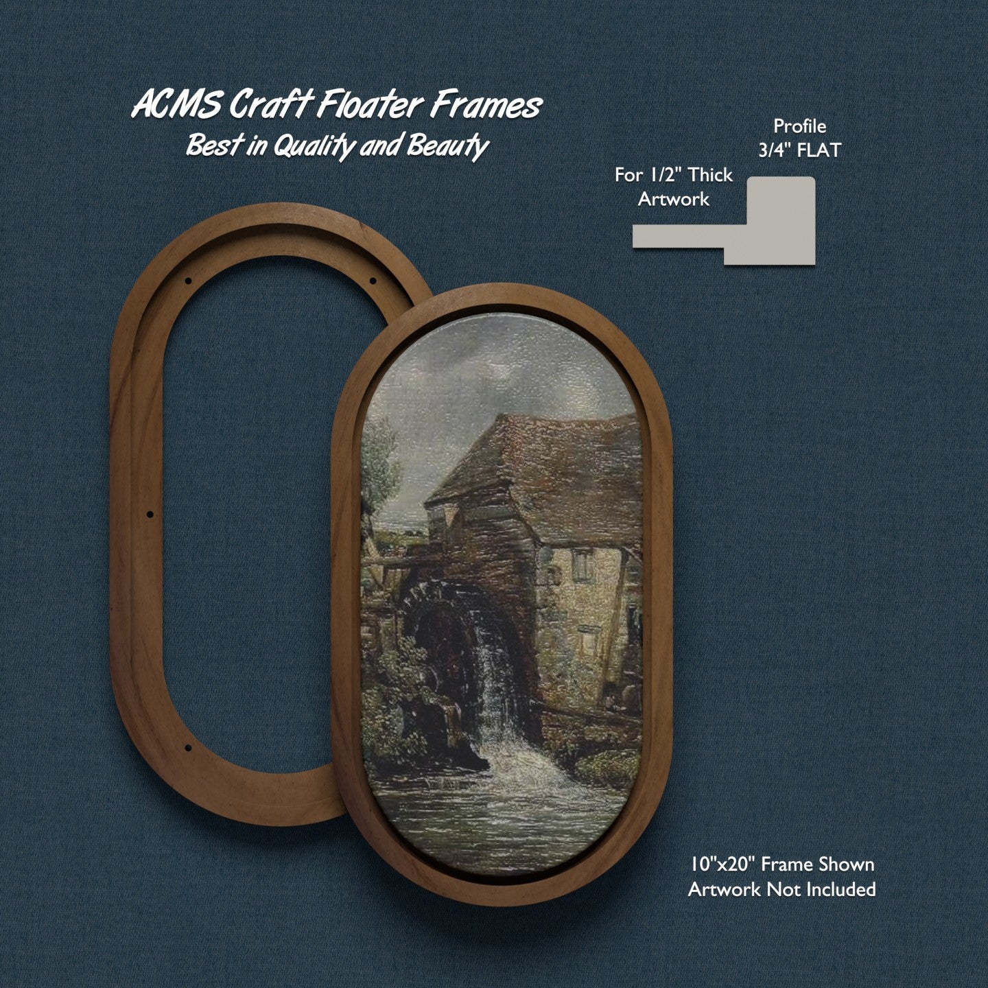 ACMS Capsule Craft Floater Frame - For 1/2" Thick Artwork - Profile 3/4" FLAT