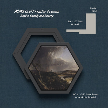 ACMS Hexagon Craft Floater Frame - For 1 1/2" Thick Artwork - Profile 1" FLAT