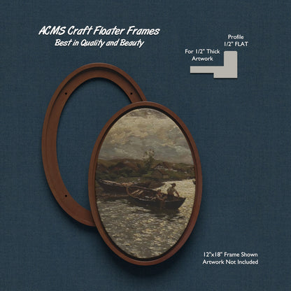 ACMS Oval Craft Floater Frame - For 1/2" Thick Artwork - Profile 1/2" FLAT