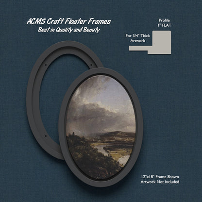 ACMS Oval Craft Floater Frame - For 3/4" Thick Artwork - Profile 1" FLAT - 1 1/4" Thick Frame