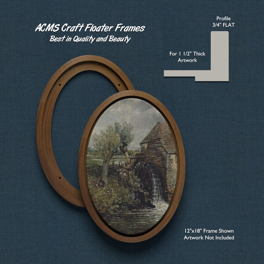 ACMS Oval Craft Floater Frame - For 1 1/2" Thick Artwork - Profile 3/4" FLAT