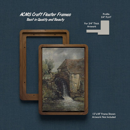 ACMS Soft Rectangular Craft Floater Frame - For 3/4" Thick Artwork - Profile 3/4" FLAT