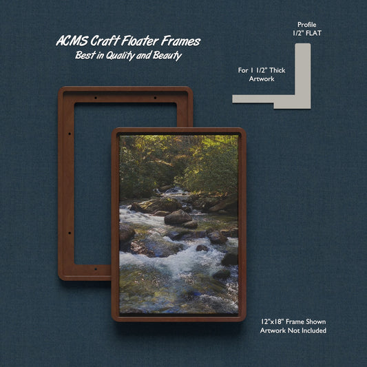 ACMS Soft Rectangular Craft Floater Frame - For 1 1/2" Thick Artwork - Profile 1/2" FLAT